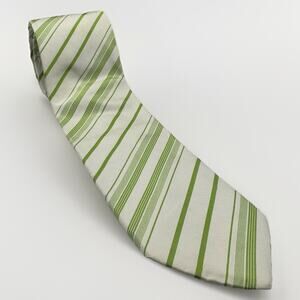 BOSS Hugo Boss Italy Silk Cotton Stripe Tie Green
